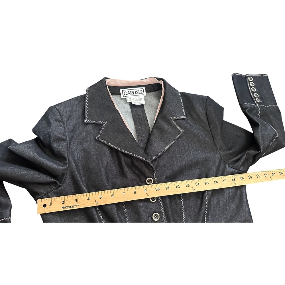 Carlisle Blazer Jacket Womens 14 Black Pink Fitted Button Up Career Office - Picture 8 of 12